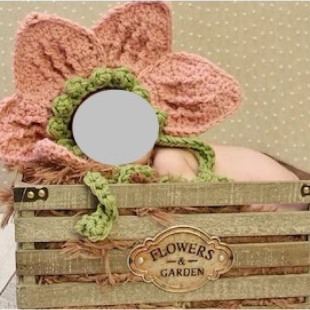 Handmade Pink Flower Baby Hat
